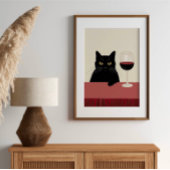 Zwarte Kat Wijnliefhebber Grappig Poster
