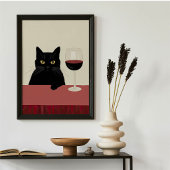 Zwarte Kat Wijnliefhebber Grappig Poster