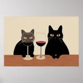 Zwarte Kat Wijnliefhebber Poster (Voorkant)