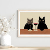 Zwarte Kat Wijnliefhebber Poster
