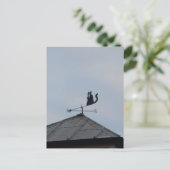 Zwarte Kat Windwijzer Briefkaart (Staand voorkant)