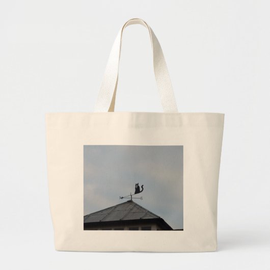 Zwarte Kat Windwijzer Grote Tote Bag (Voorkant)