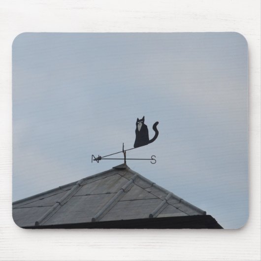 Zwarte Kat Windwijzer Muismat (Voorkant)