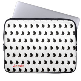 Zwarte kat (wit) laptop sleeve