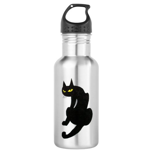 ZWARTE KAT wit Waterfles (Voorkant)