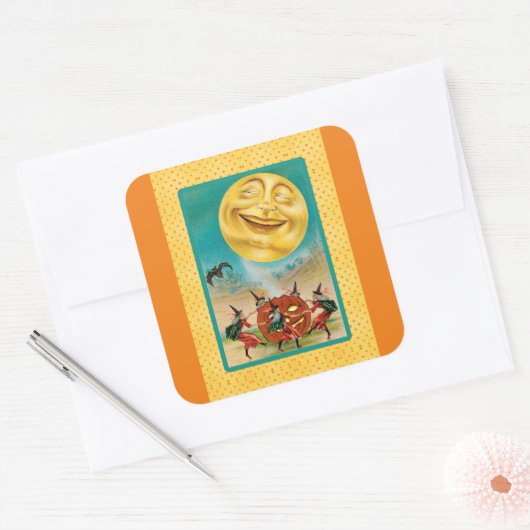  zwarte kat Witch Halloween Sticker (Envelop)