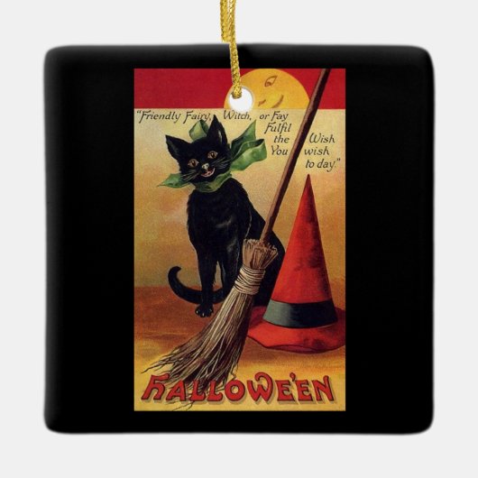zwarte kat, Witch's kamer en Pet Keramisch Ornament (Voorkant)