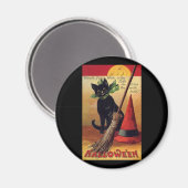  zwarte kat, Witch's kamer en Pet Magneet (Voorkant / Achterkant)