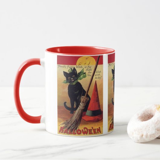 zwarte kat, Witch's kamer en Pet Mok (Met donut)