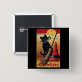  zwarte kat, Witch's kamer en Pet Vierkante Button 5,1 Cm (Voorkant /achterkant)