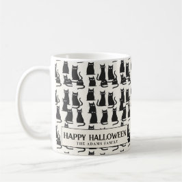 Zwarte kat witte Halloween koffie Mok