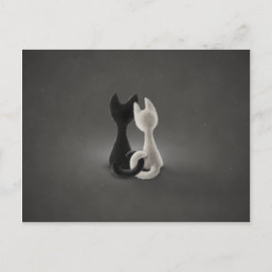 Zwarte kat Witte kat (kleur 2) Briefkaart