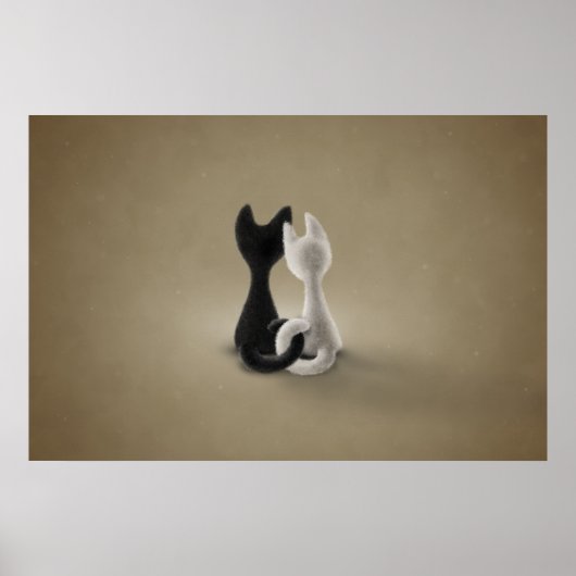 Zwarte kat Witte kat (kleur 3) Poster (Voorkant)