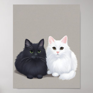 zwarte kat witte kat poster