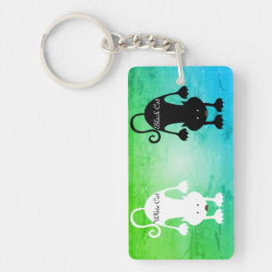 Zwarte kat Witte kat Sleutelhanger