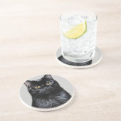 Zwarte kat zandsteen onderzetter (Zijkant)