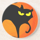 Zwarte kat zandsteen onderzetter (Voorkant)