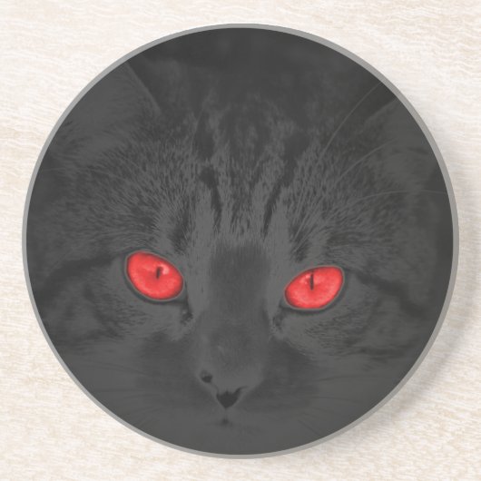 Zwarte kat zandsteen onderzetter (Voorkant)