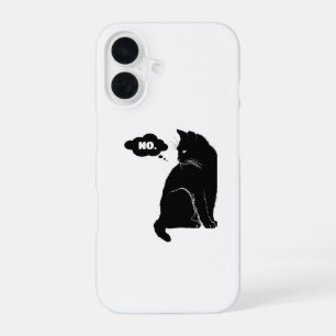 Zwarte Kat Zegt Nee – Grappige Kattenliefhebber iPhone 16 Hoesje