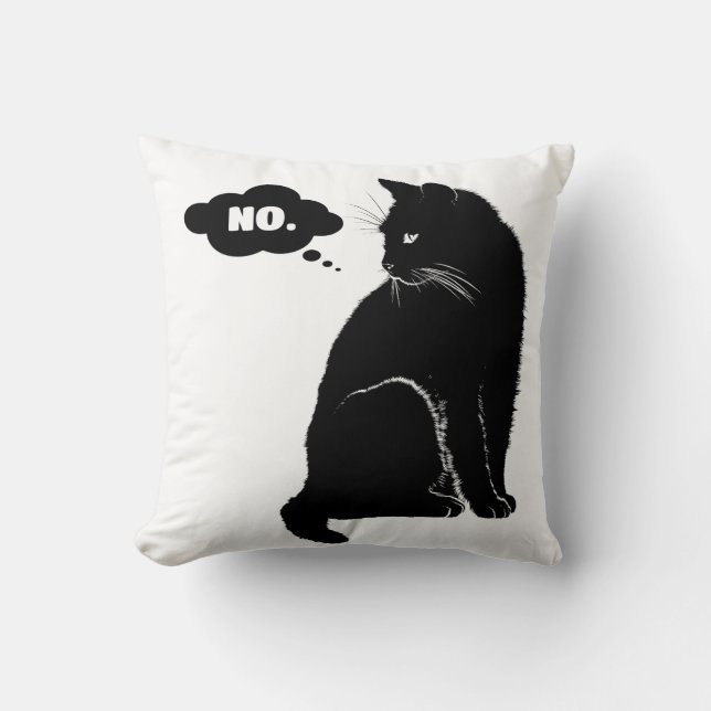 Zwarte Kat Zegt Nee Kussen (Voorkant)