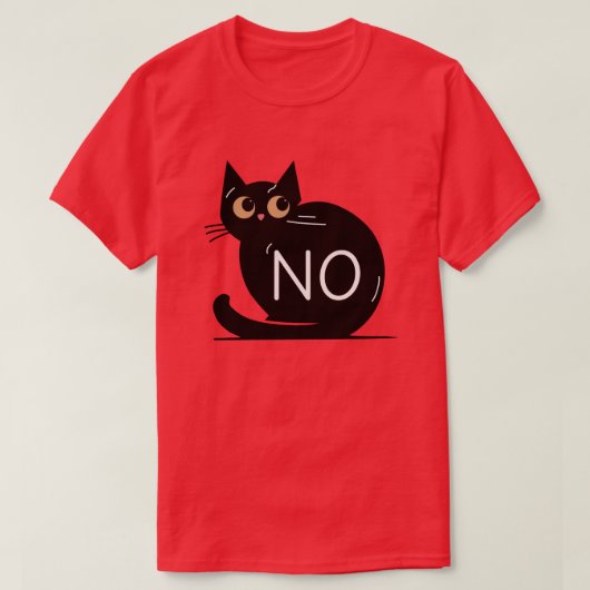 Zwarte kat zegt nee t-shirt (Design voorkant)