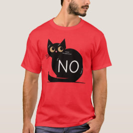 Zwarte kat zegt nee t-shirt