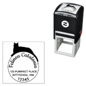 Zwarte Kat Zelfinking Ronde Adres Stempel Custom (In situ)
