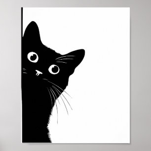 Zwarte Kat Zijaanzicht Poster voor Kat Liefhebbers