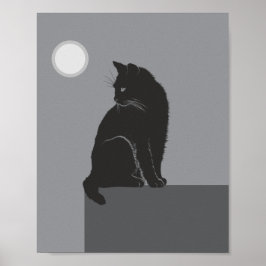 zwarte kat zit op tafel poster