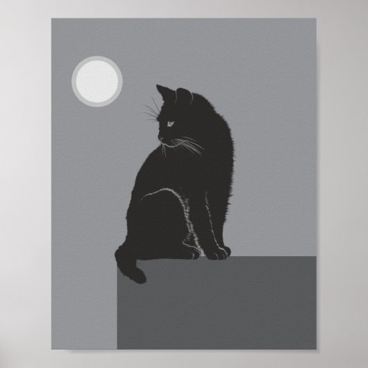 zwarte kat zit op tafel poster (Voorkant)