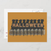 Zwarte kat zittend op log schaduw briefkaart (Voorkant / Achterkant)