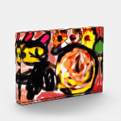 Zwarte kat zonnebloemen fotoblokken (Links)