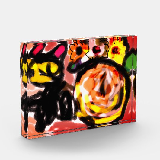 Zwarte kat zonnebloemen fotoblokken (Links)