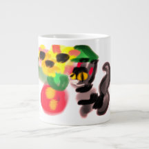 Zwarte kat zonnebloemen 