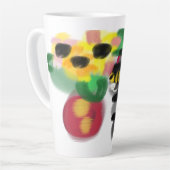 Zwarte kat zonnebloemen latte mok (Linkerhoek)