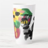 Zwarte kat zonnebloemen latte mok (Voorkant)