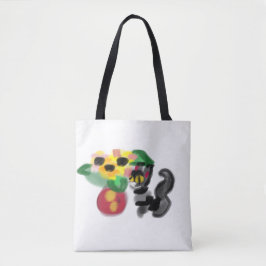 Zwarte kat zonnebloemen tote bag