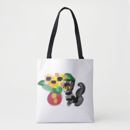 Zwarte kat zonnebloemen  tote bag (Voorkant)
