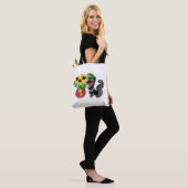 Zwarte kat zonnebloemen  tote bag (Op model)