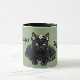 Zwarte Kat / Zwarte Bes Bloesem Kroon Persoonlijk Mok