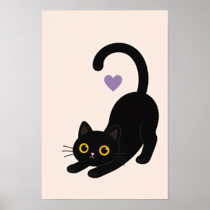 Zwarte Katafbeelding – Minimalistische Kat Wand Poster