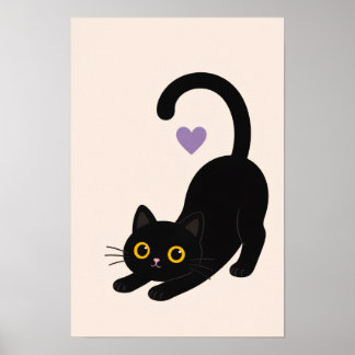 Zwarte Katafbeelding – Minimalistische Kat Wand Poster