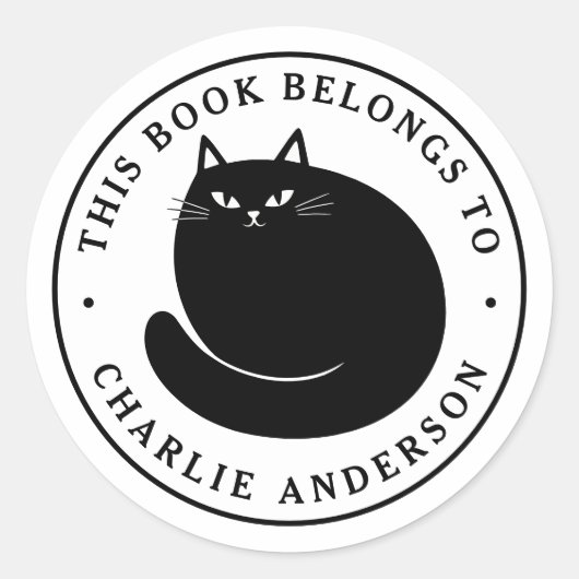 Zwarte katje boekenlegger bibliotheek sticker (Voorkant)