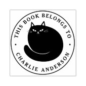 Zwarte katje ex libris bibliotheekboek rubberstempel (Afrduk)