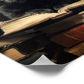 Zwarte katje leest een boek poster (Hoek)