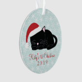 Zwarte kat's eerste kerstfoto ornament (voorkant)