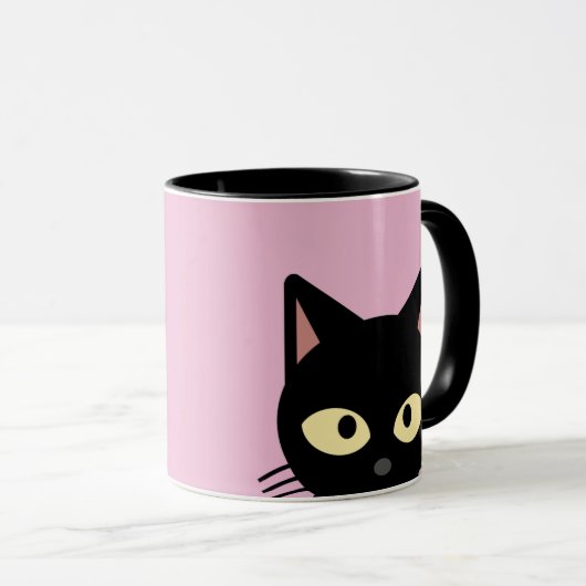 ZWARTE KATTE KOFFIE-MUGS VAN KATOEN MOK (Voorkant rechts)