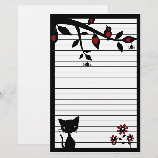 Zwarte kattebakkerij briefpapier (Voorkant / Achterkant)