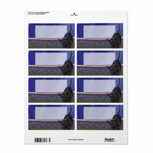 Zwarte kattebakkerij etiket (Full Sheet)