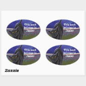 Zwarte kattebakkerij ovale sticker (Vel)